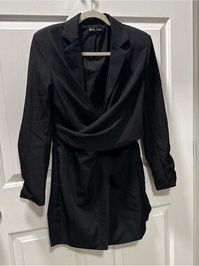 SHEIN Black Draped Blazer Dress